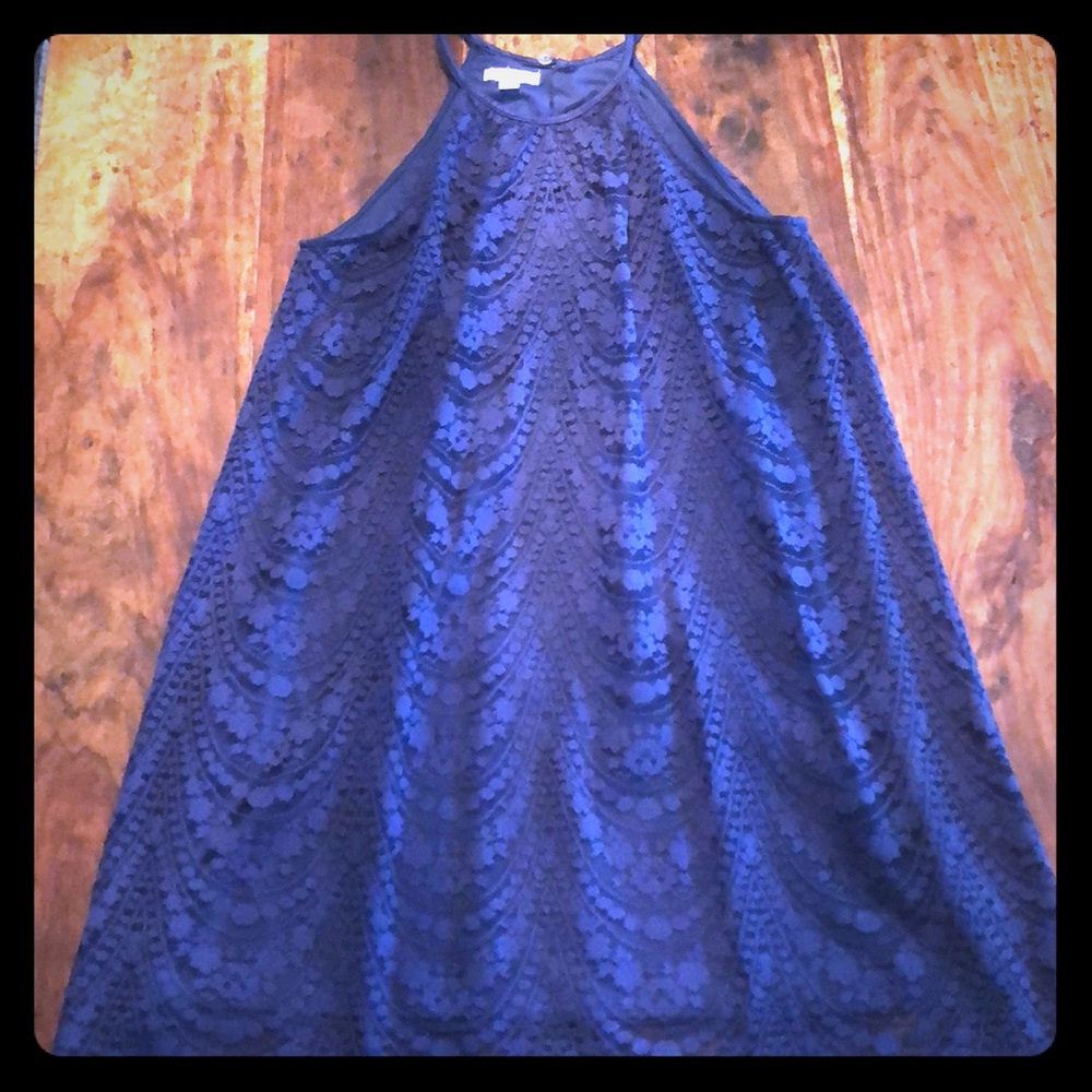 London Times sz 8 navy lace overlay halter dress!!